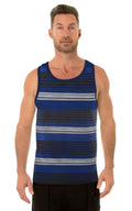 Uzzi tank top blue and gray striped sleeveless shirt with round neckline comfortable casual wear