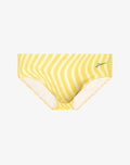 V40 printed swim sunga dolce yellow with yellow and white wavy stripes and subtle brand logo on the side