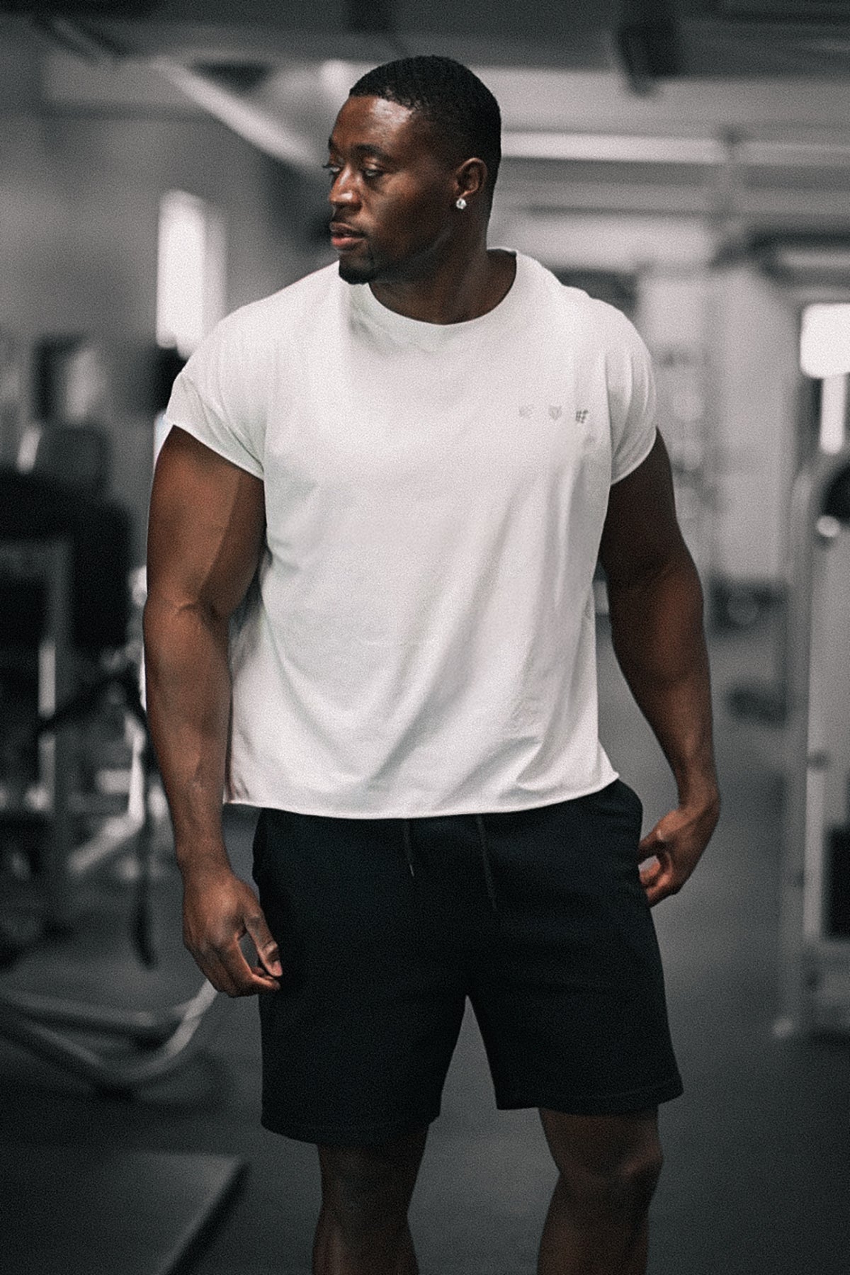 Camiseta corta extragrande con corte sin rematar Jed North - Blanca