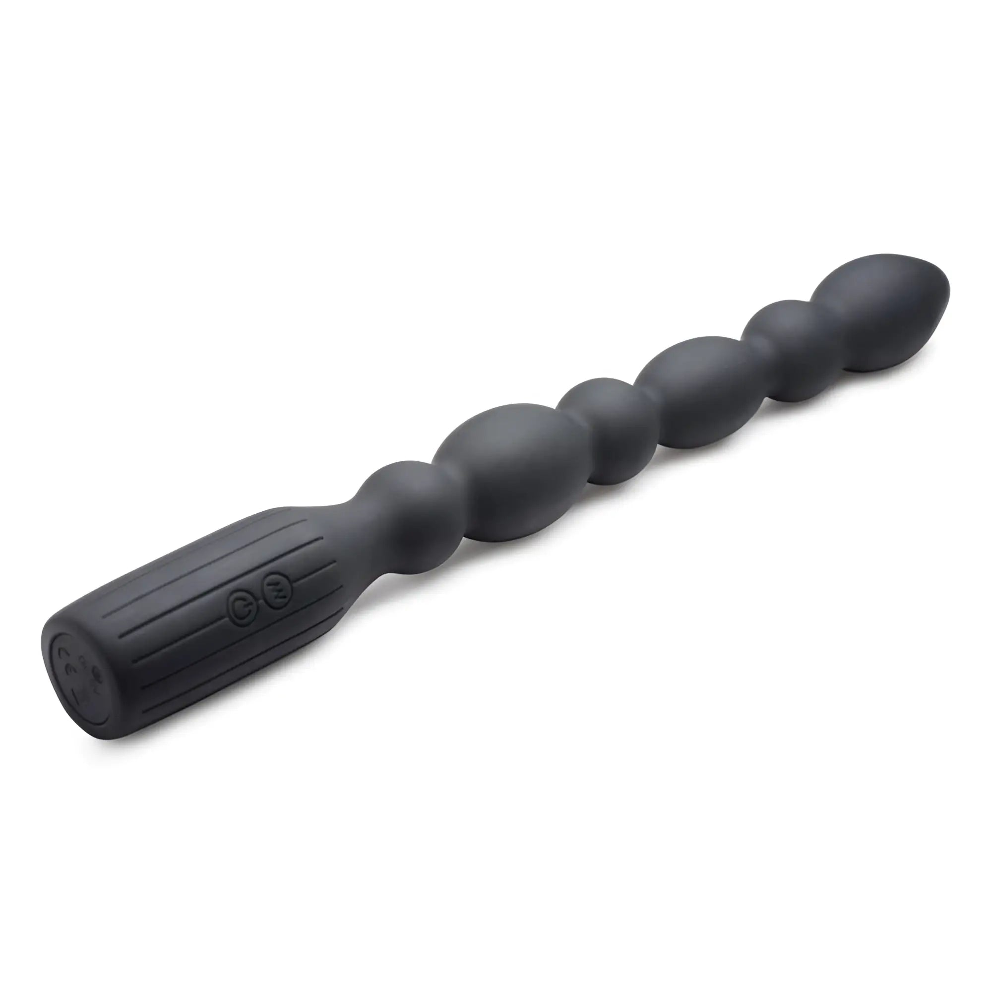 Black silicone viper beads premium dual motor anal beads vibrator with textured grip handle and smooth rounded beads