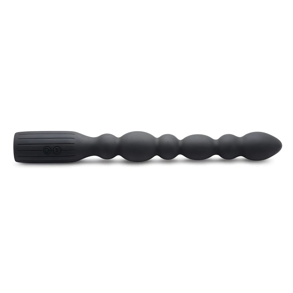 Black silicone viper beads premium dual motor anal beads vibrator with textured grip and segmented rounded body