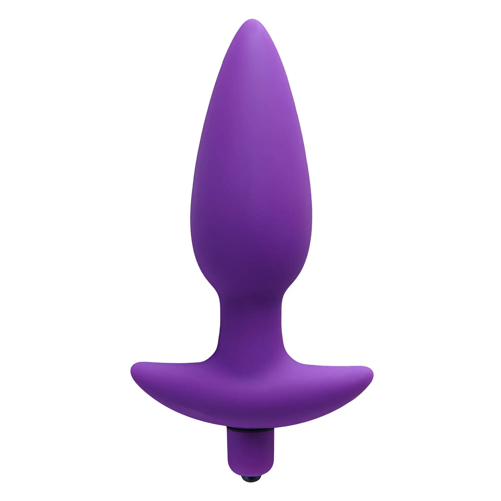 Vogue Aria vibrating purple silicone butt plug with a teardrop-shaped head and a flared base.