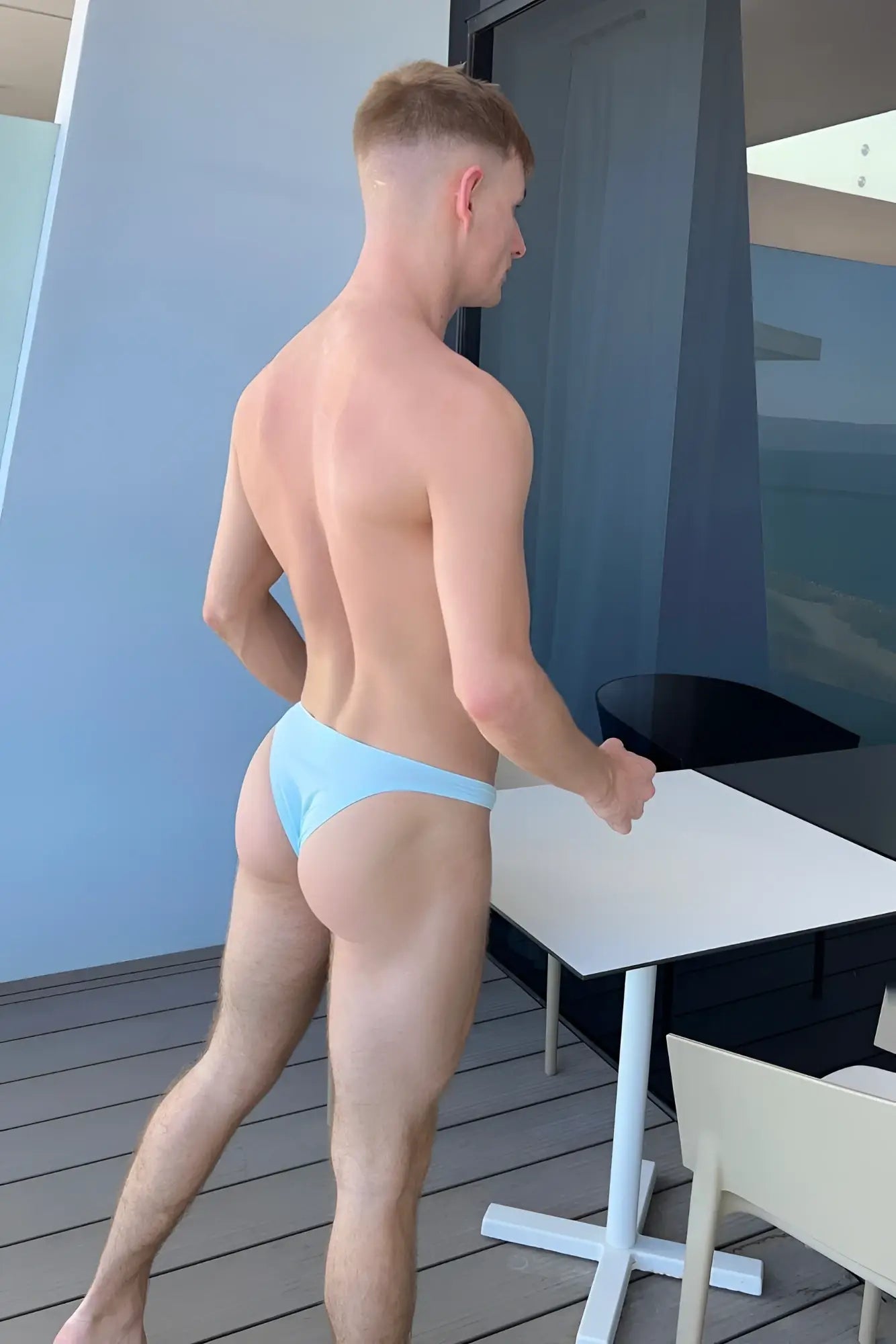 Voyage low-cut swim bikini briefs for men in light blue featuring a comfortable low-rise fit for swimming