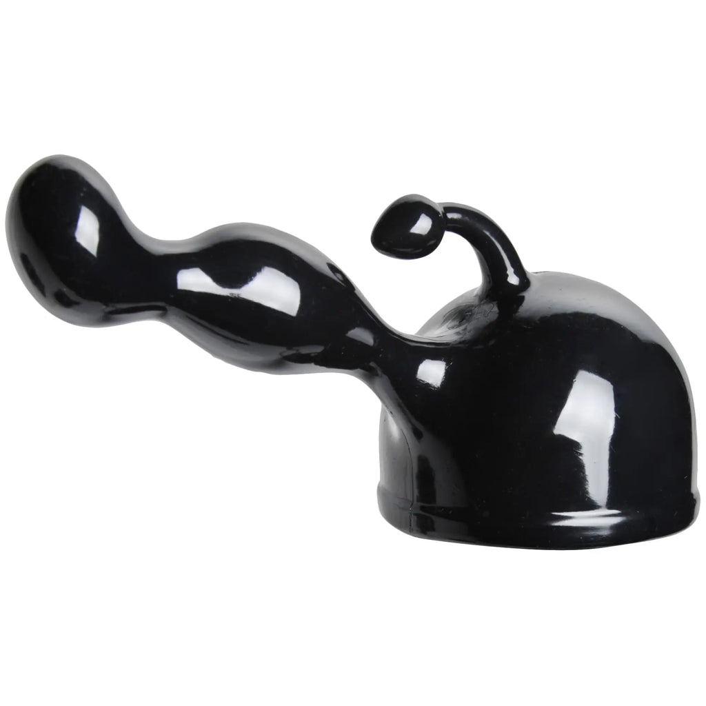 Wand Essentials P-Spot vibrating prostate massager, a black, contoured ergonomic device with a rounded base.