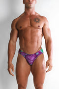 Wet-n-wild swim briefs spooky night with purple and teal swirling patterned fabric ideal for swimming and beachwear