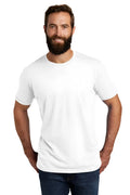 White athletic tri-blend barefront crew-neck t-shirt in white cotton showcasing a classic casual fit