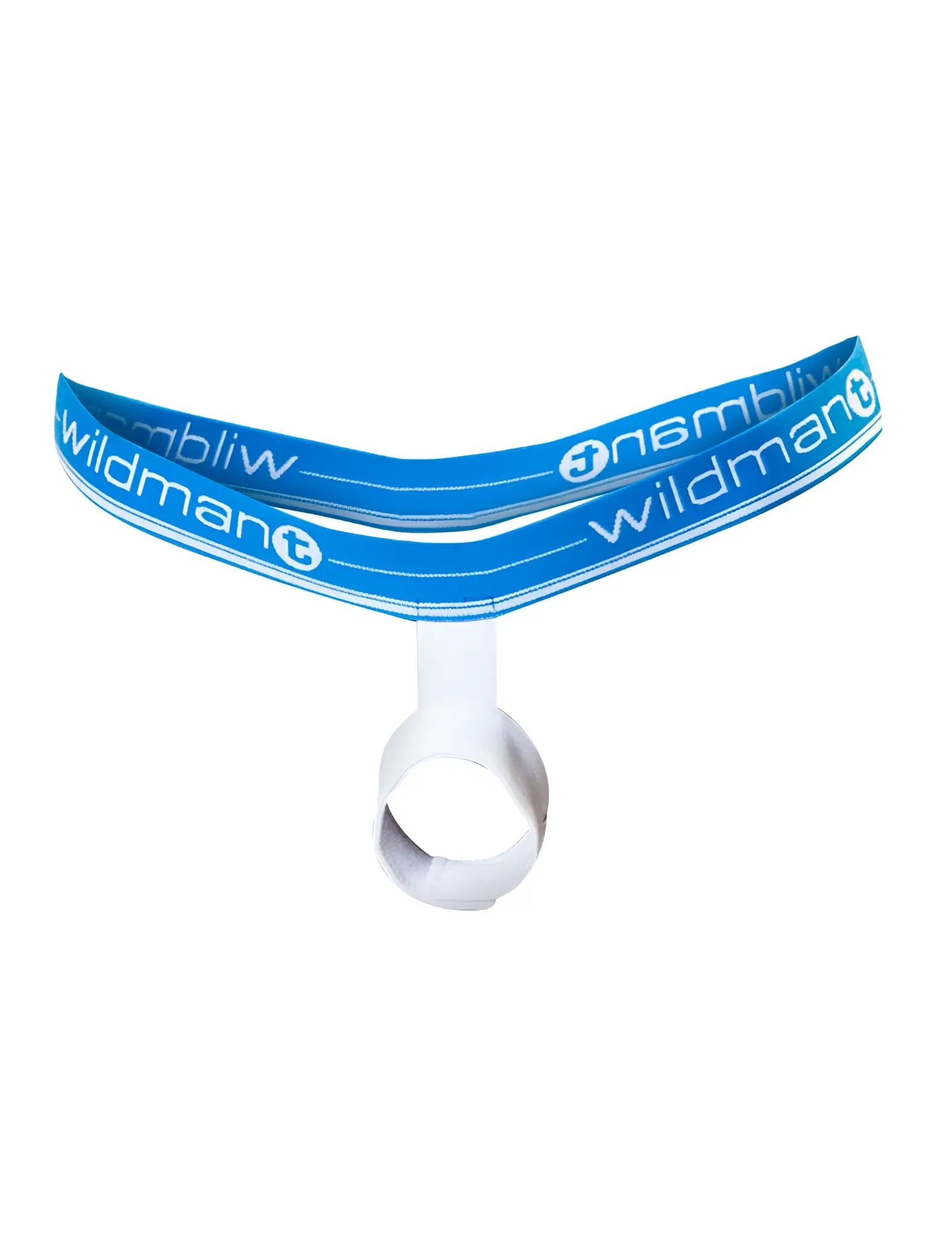 Blue Wildman Ball Lifter Protruder jockstrap featuring a white circular pouch and a blue branded elastic waistband.