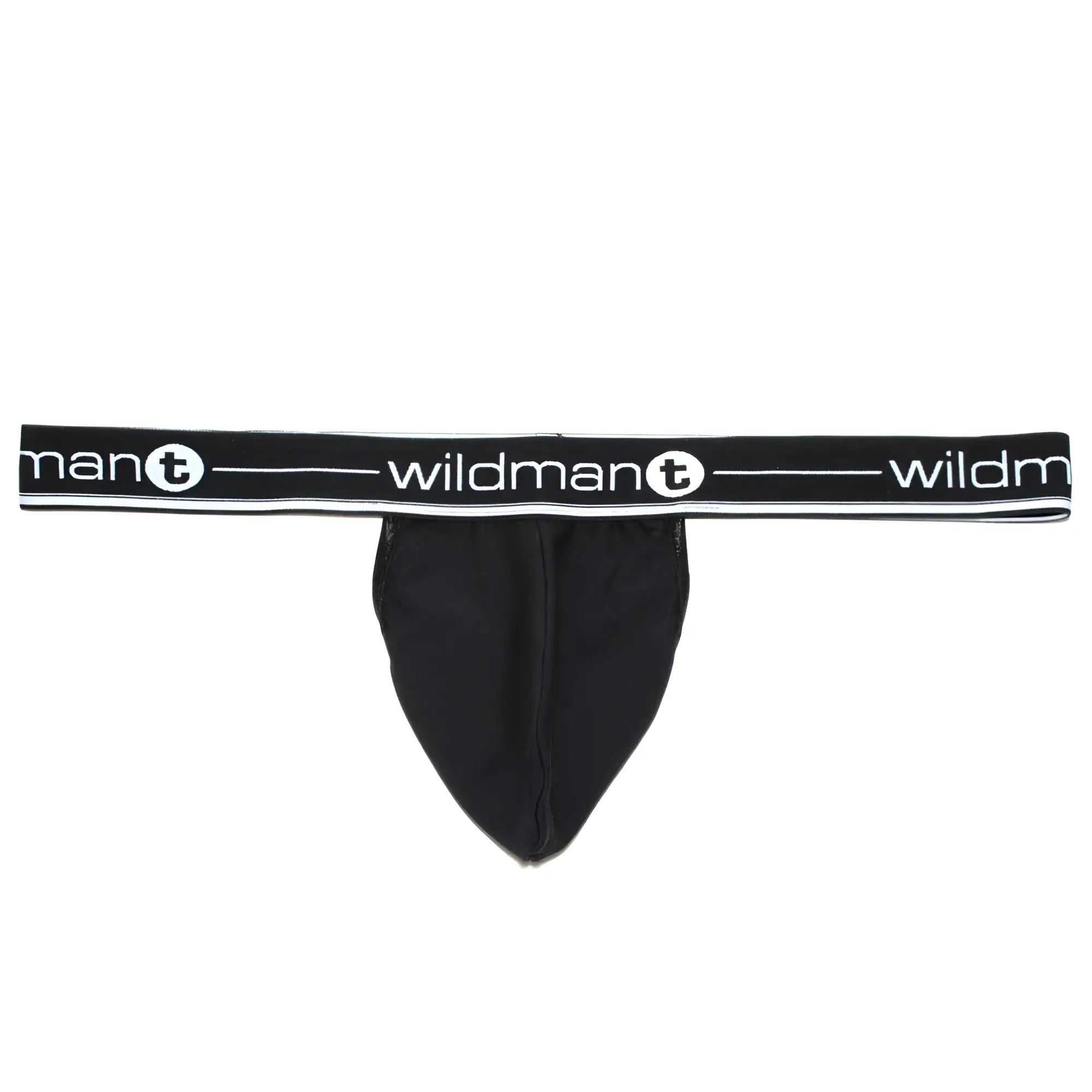 Black WildmanT strapless jockstrap featuring a prominent contoured pouch and logo-branded elastic waistband.