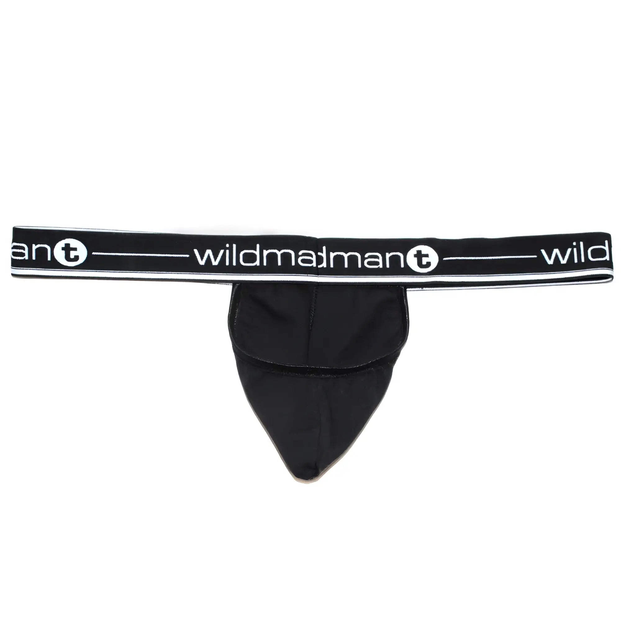 Black WildmanT strapless jockstrap with a structured Big Boy pouch and branded elastic waistband.