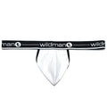 White WildmanT Big Boy strapless jockstrap with a white pouch and a black waistband featuring white logo text.