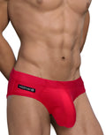 WildmanT Big Boy Pouch swim brief in red, featuring a prominent contour pouch and black brand logo on the waistband.