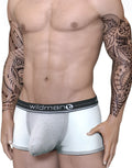 Duo Big Boy Pouch Boxer Brief in white mesh with a grey pouch, featuring a black Wildman waistband.