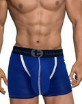 Royal blue boxer briefs with a prominent contoured pouch, white trim, and a black waistband with the WildmanT logo.