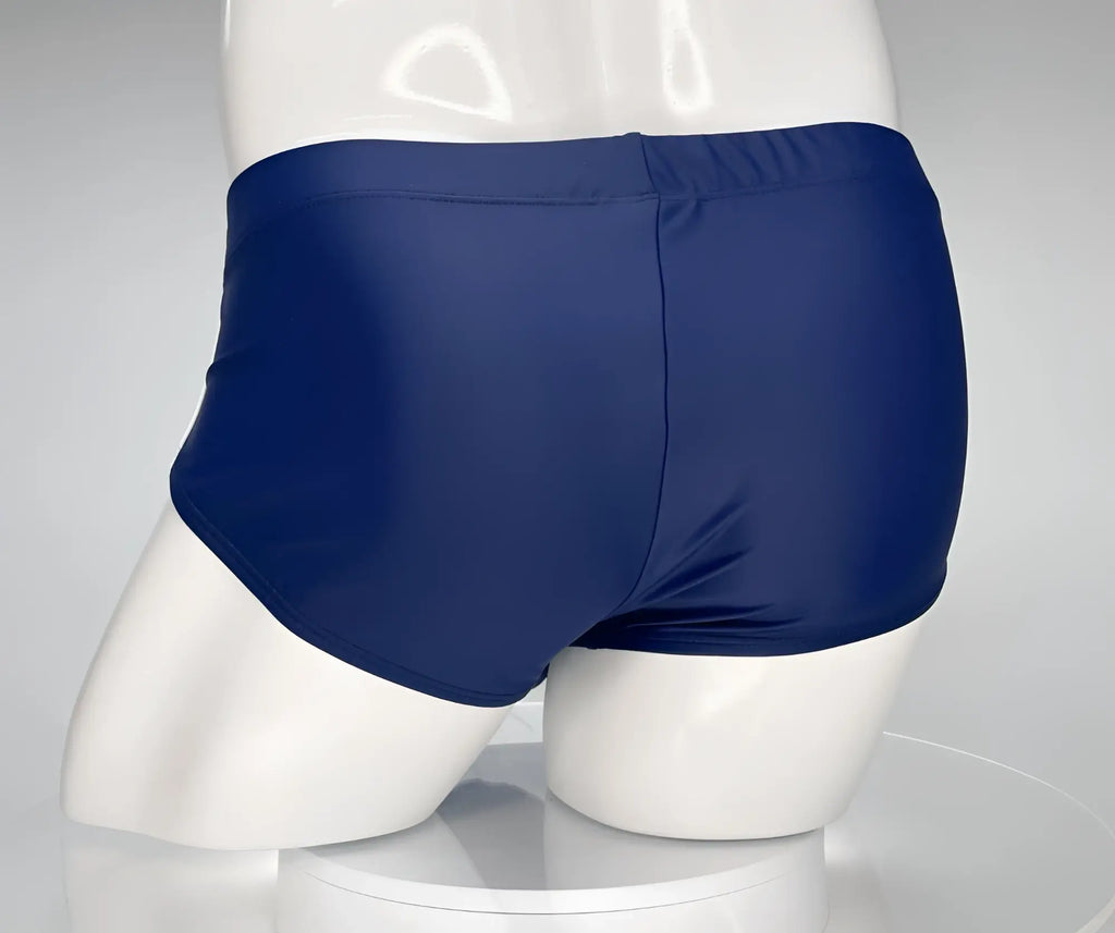 Back view of WildmanT navy blue swim brief on a white mannequin.