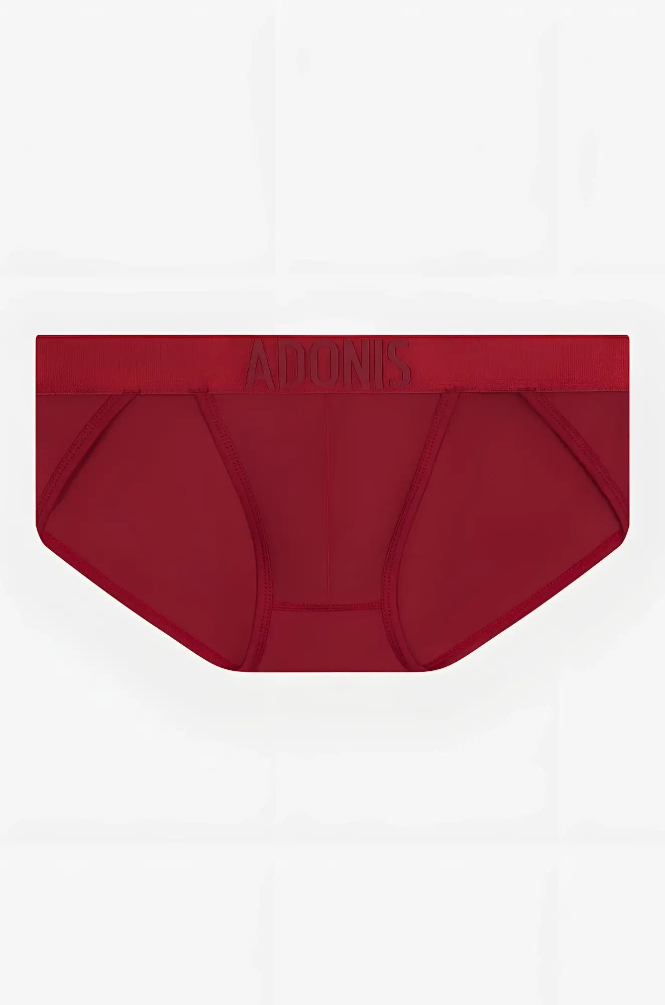 Wine jock-brief red men’s briefs with matching elastic waistband embossed with alonis brand name