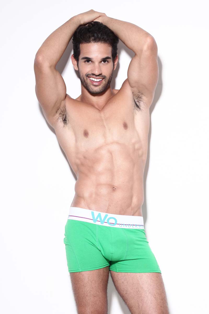 WO Underwear Calzoncillos tipo bóxer lisos color verde talla XL