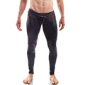 Wojoer black jack disco powernet insert button leggings in black with glossy shimmer and sheer mesh waistband panels size xl