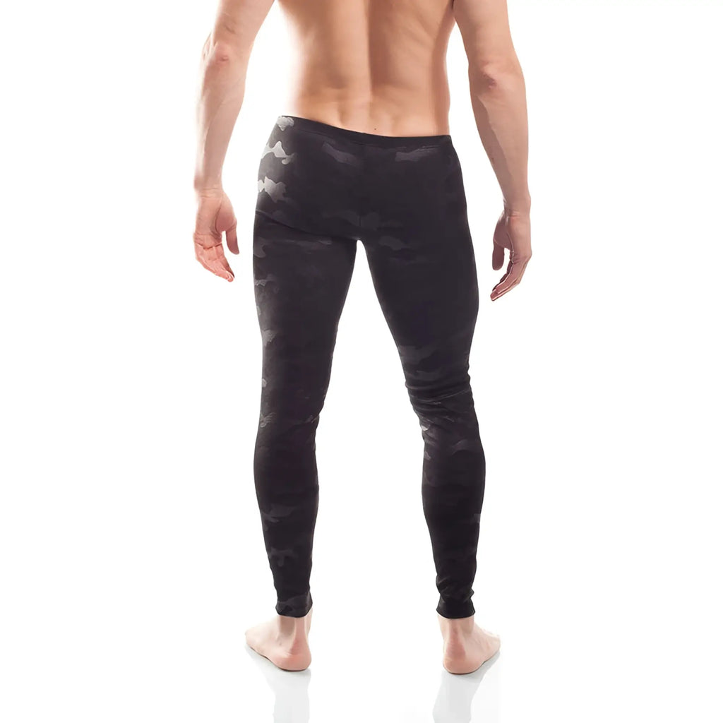 Wojoer black camouflage powernet insert leggings pants with snug fit in size XL showing front view