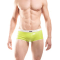Wojoer candygreen lime green patent leather sprinter boxer briefs with white trim and black brand label size xl
