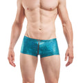 Wojoer desert shiny crackle glass teal metallic men’s briefs with front zipper in size xl