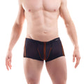 Black wojoer boxer briefs with orange zipper trim and powernet insert for athletic support size m