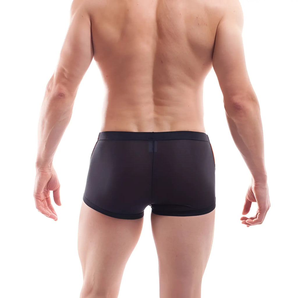 Wojoer orange line powernet insert black mesh boxer briefs with smooth form-fitting design size m
