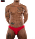 Red briefs xoXO posing thong made of soft fabric shown from the back for comfortable and stylish wear