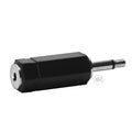 XR Brands in-line adapter with a black cylindrical body, featuring a silver 2.5mm input and 3.5mm plug.
