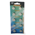 XR Brands Vinnic tab batteries for sex toys: a 10-pack of silver button cell batteries in blue and green packaging.