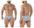 Gray heathered cotton blend briefs with white elastic xtreme waistband and brand emblem color jasper gray