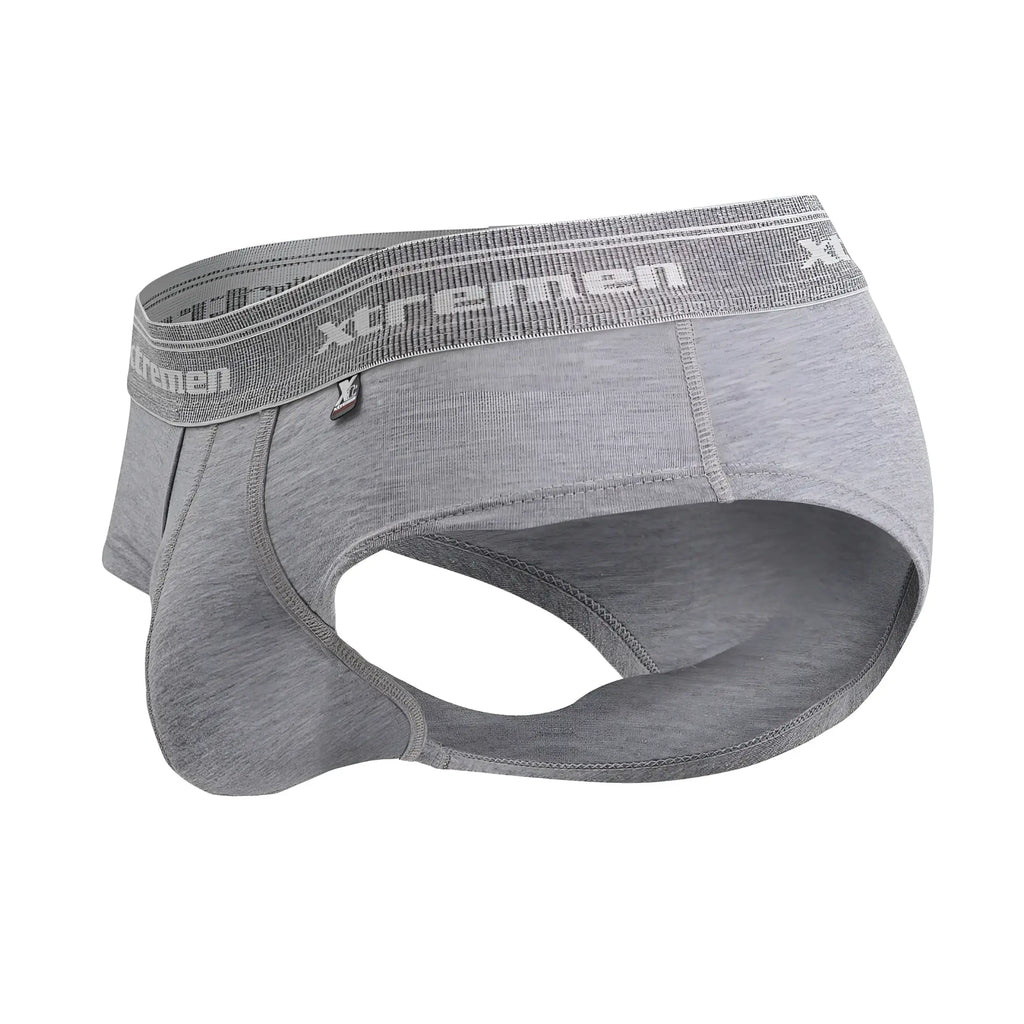 Gray xtremen 41315 cotton blend men’s briefs with a textured waistband and subtle branding in jasper gray color