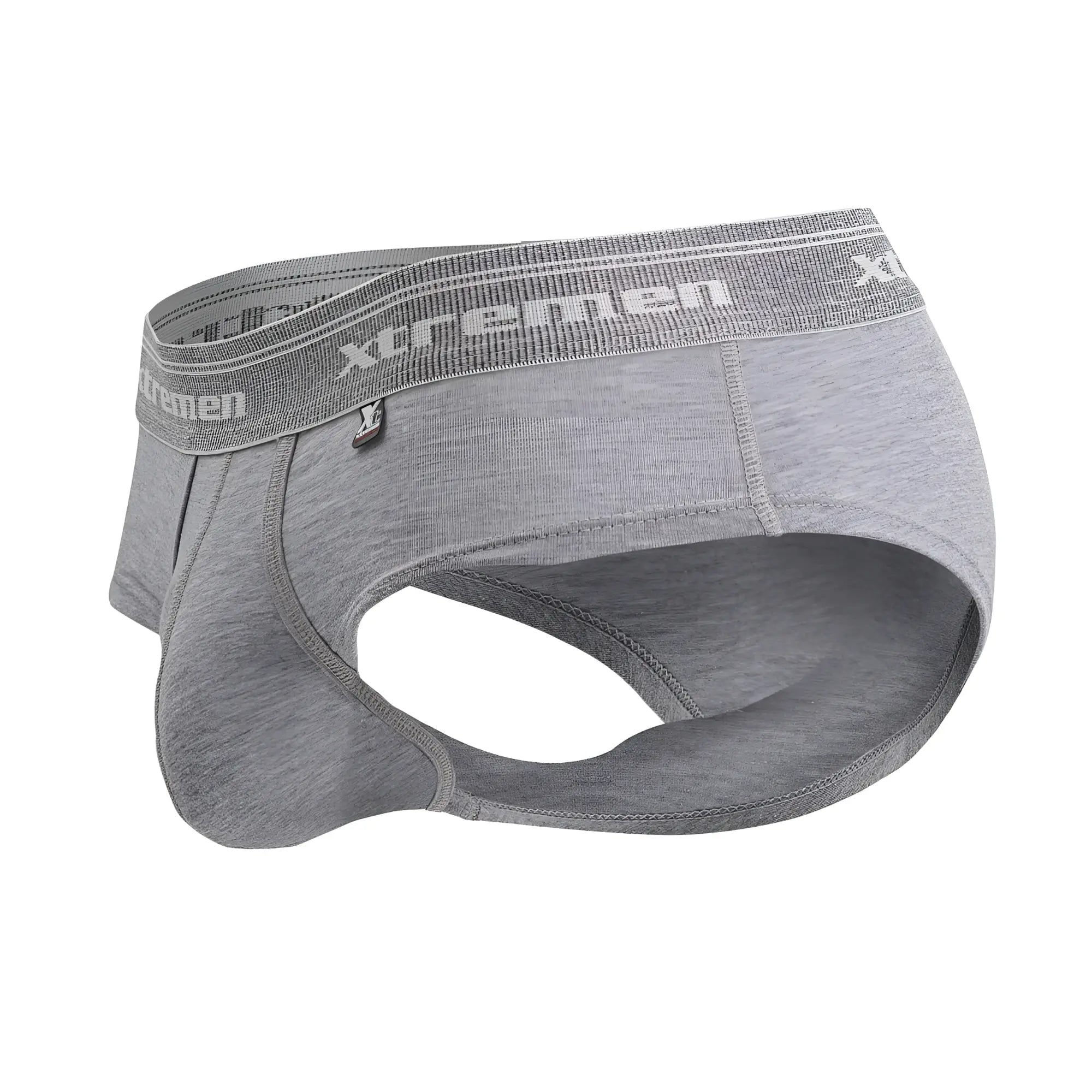 Gray xtremen 41315 cotton blend men’s briefs with a textured waistband and subtle branding in jasper gray color