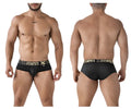 Black xtremen 41316 microfiber briefs with gold extreme men xt waistband logo for comfortable everyday wear