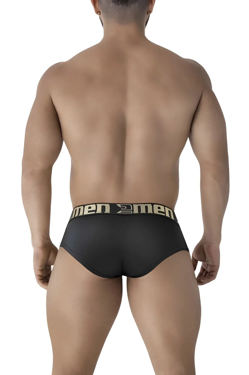 Black xtremen 41316 microfiber briefs with gold and black men2men waistband logo for comfortable daily wear