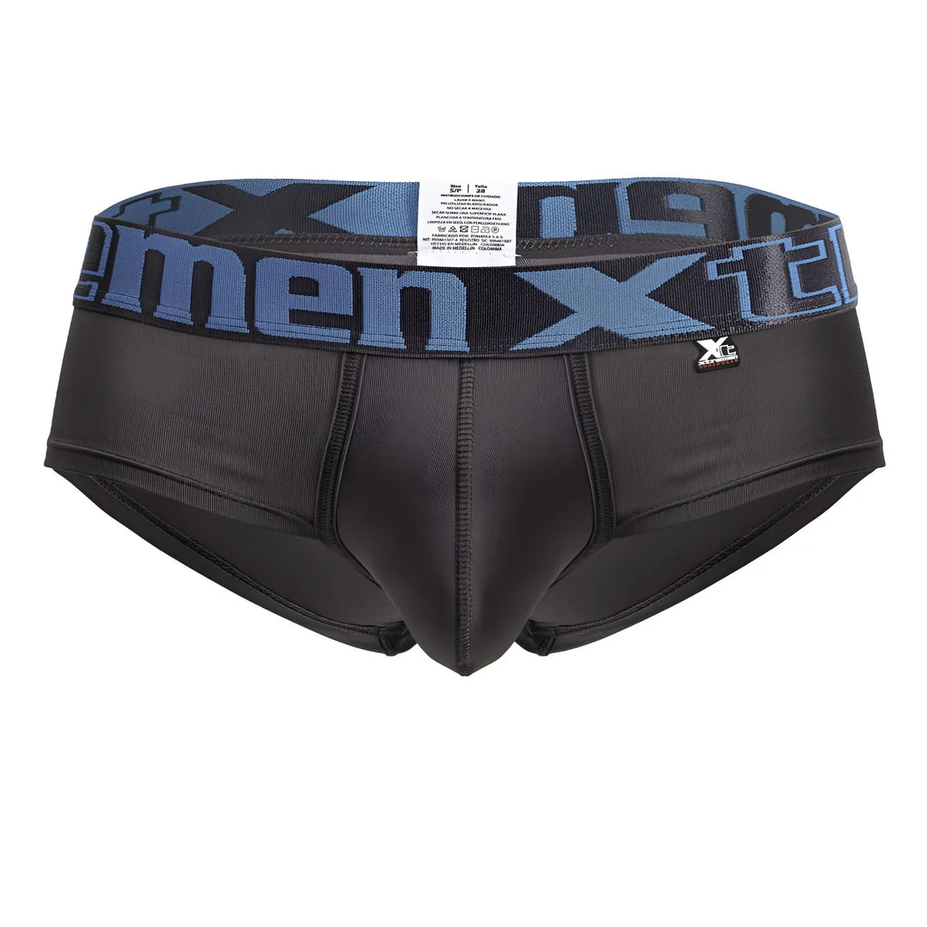 Black mens microfiber briefs gray color with blue x-men logo band and xc brand tag by xtremen 41316