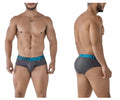Gray xtremen 41316 microfiber briefs with a teal waistband featuring the extremen logo and brand emblem