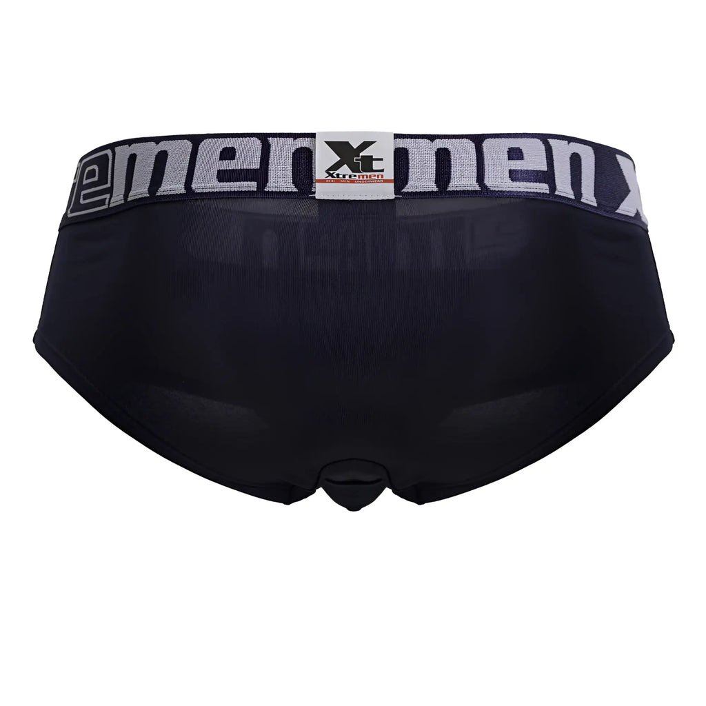 Navy Xtremen 41316 microfiber briefs with gray Xtremen waistband featuring brand logo and text for men