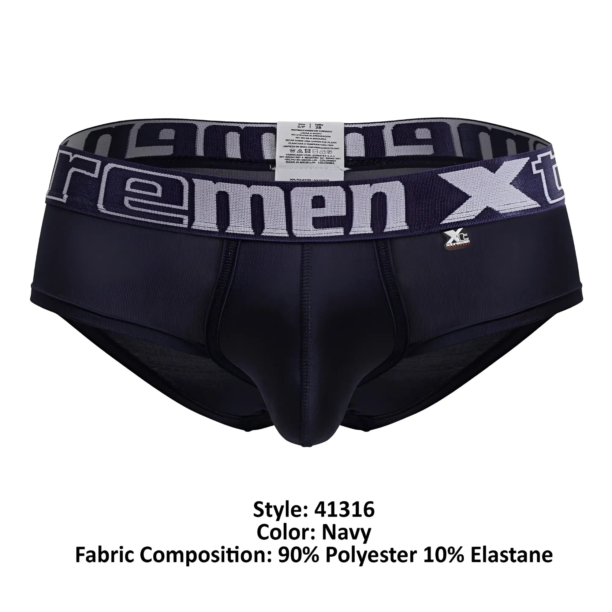 Navy xtremen 41316 microfiber briefs for men with gray and white xtreme logo waistband