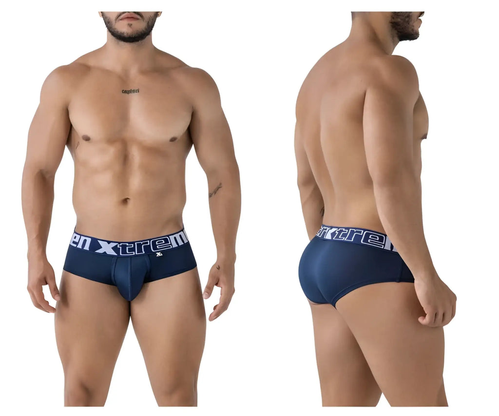 Navy xtremen 41316 microfiber briefs for men with white xtrem branding on the waistband