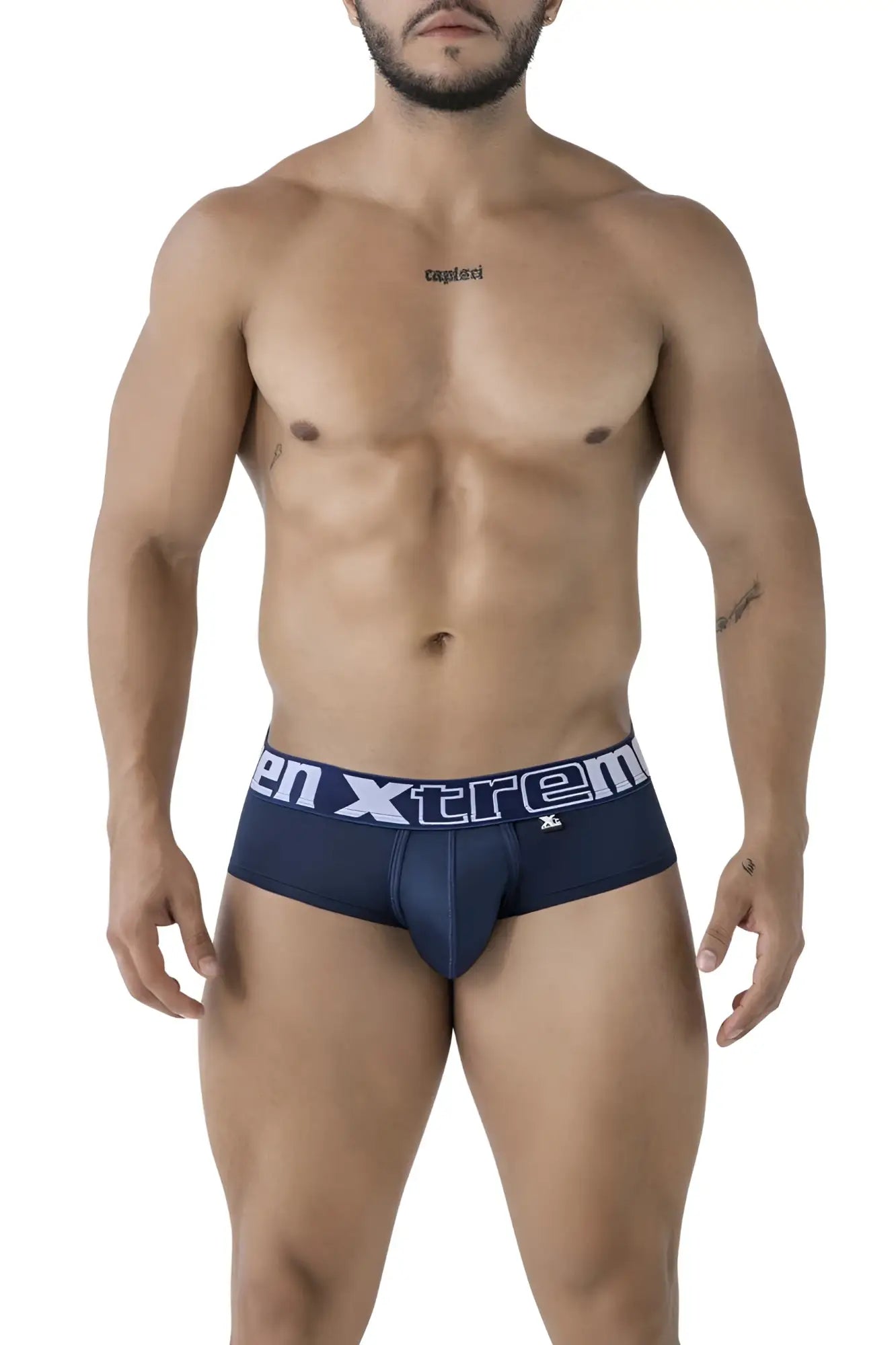 Navy xtremen 41316 microfiber briefs with white xtrem branded waistband for men