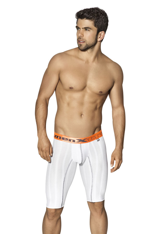 Xtremen Sports Microfiber Stripe Long Boxer Brief Unterwäsche Weiß/Orange 51340 Größe L