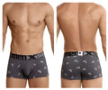 Gray xtremen 51437c cycling print boxer briefs with white bicycle pattern and menx elastic waistband for men