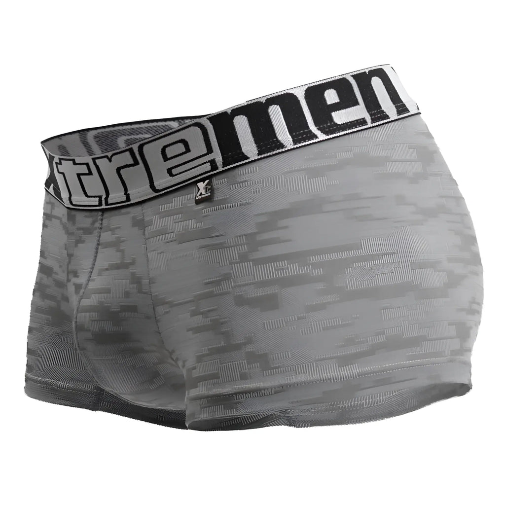 Xtremen 51443c jacquard gray digital camouflage pattern men’s boxer briefs with black and white extremen waistband