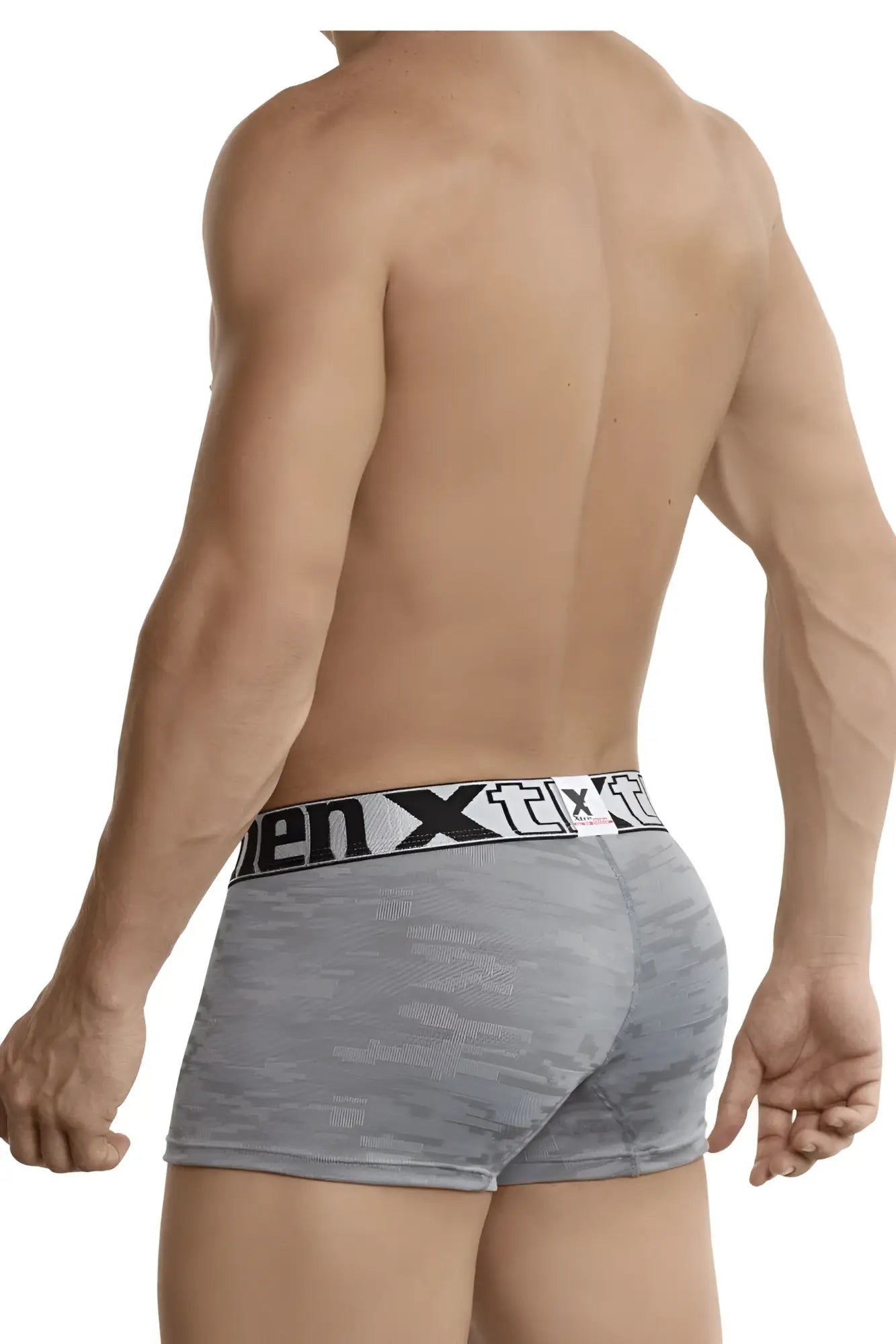 Gray xtremen 51443c jacquard camouflage men x boxer briefs with black and white elastic waistband