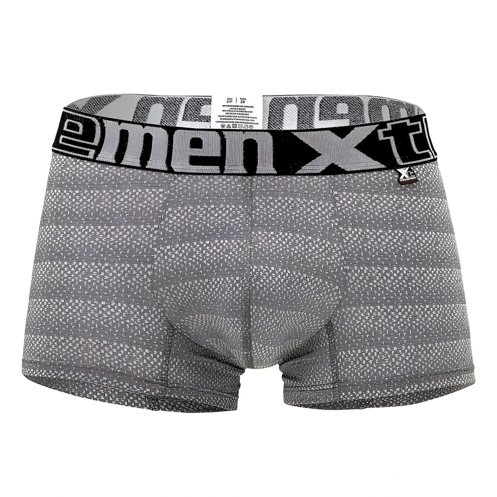 Gray geometric jacquard menxt boxer briefs with black elastic waistband xtremen 51449c trunk style