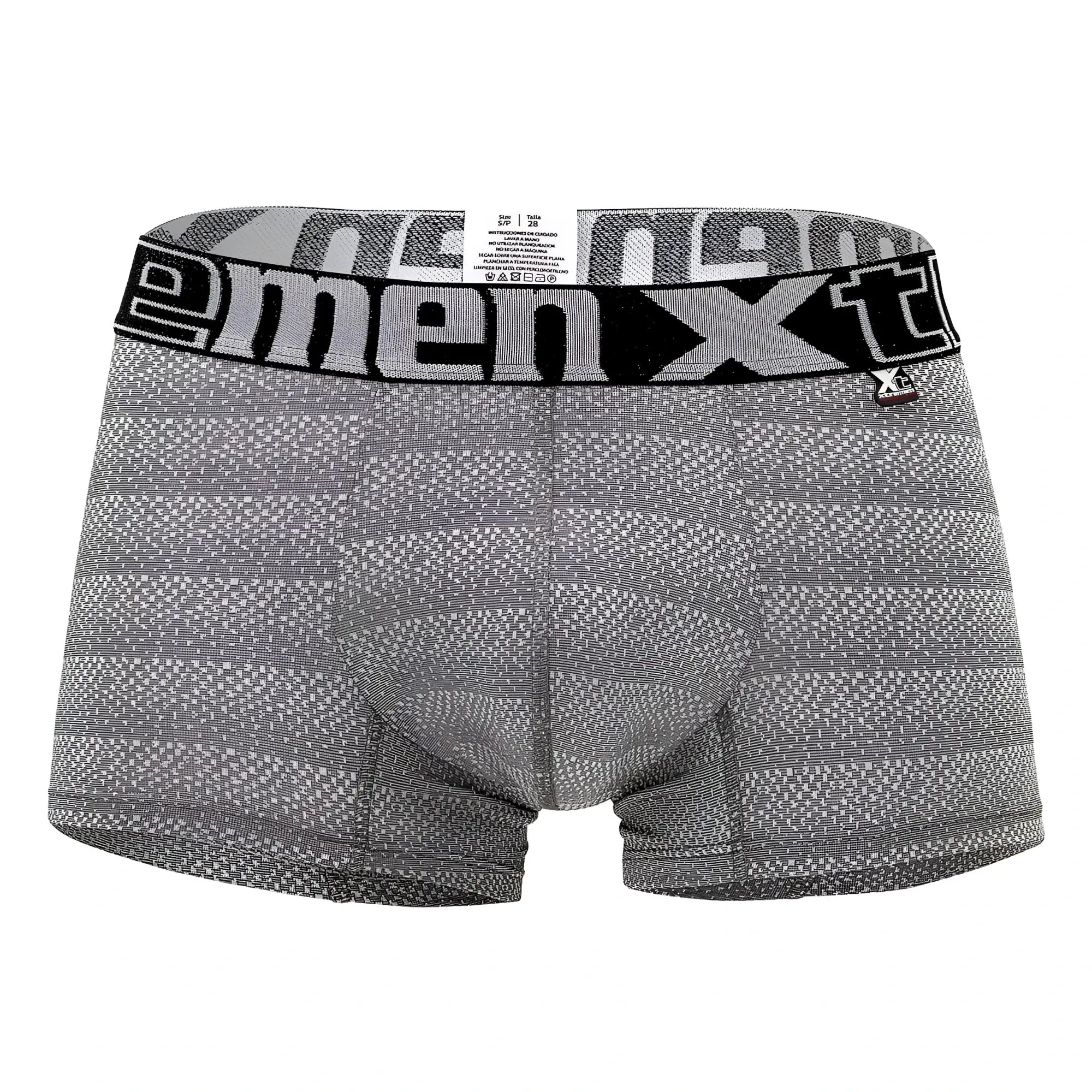 Gray geometric jacquard menxt boxer briefs with black elastic waistband xtremen 51449c trunk style