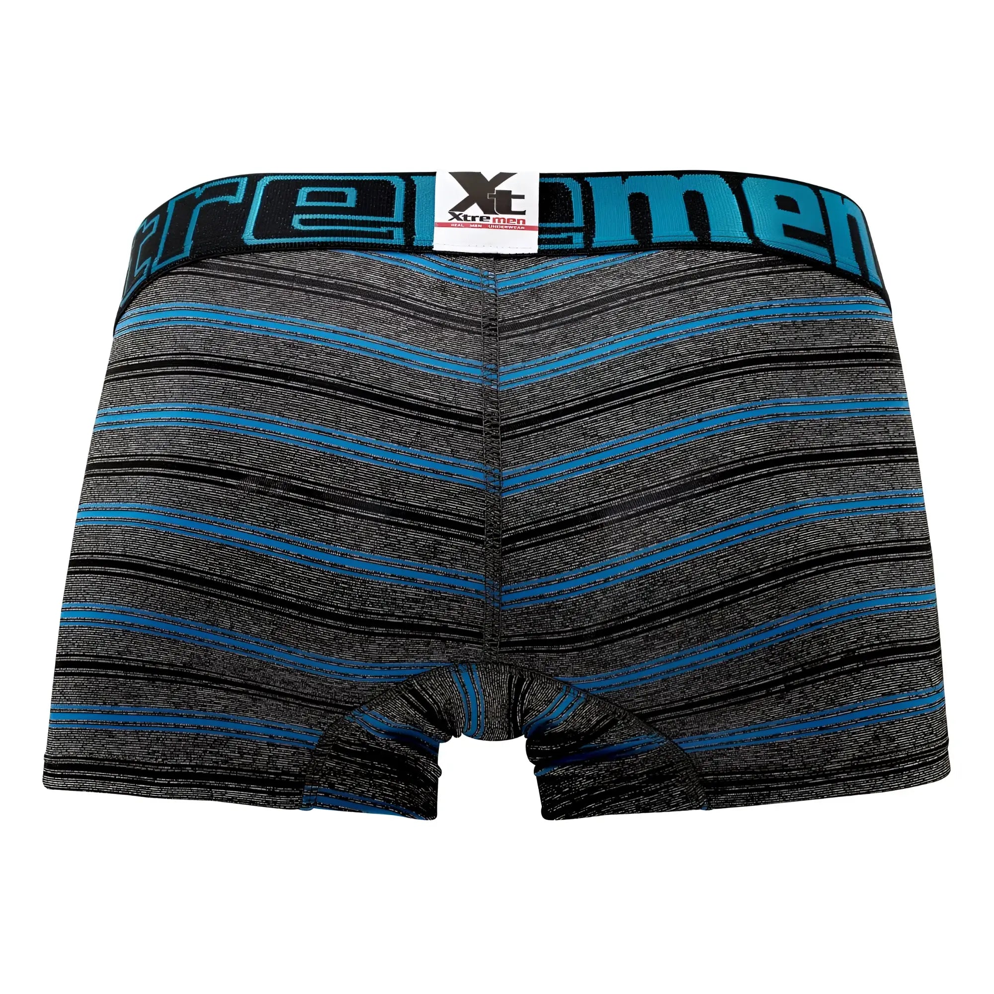 Xtremen 51453c stripes trunk turquoise blue and gray striped men’s boxer briefs with black xtreme men waistband