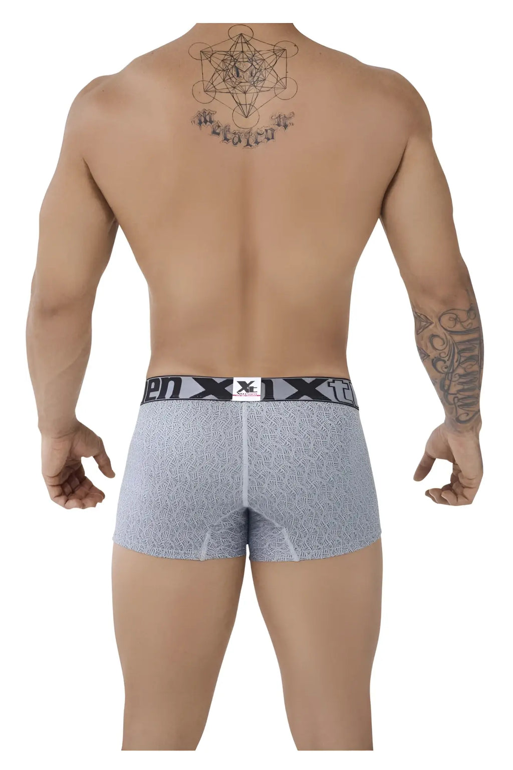 Gray patterned men’s microfiber jacquard trunks with black waistband and enxix logo xtremen 51478c color gray