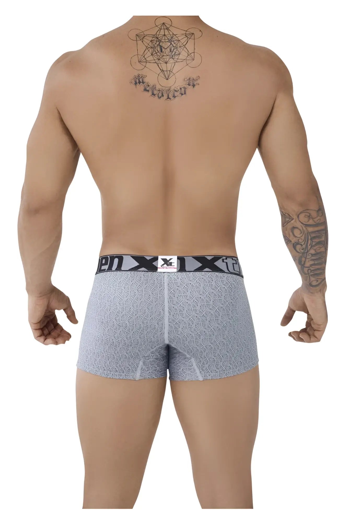 Gray patterned men’s microfiber jacquard trunks with black waistband and enxix logo xtremen 51478c color gray