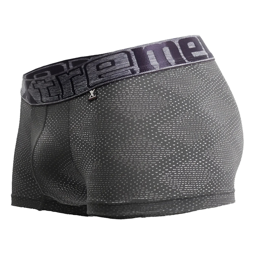Dark gray xtremen 54446c jacquard stripes men’s boxer briefs with subtle dotted texture and extreme elastic waistband